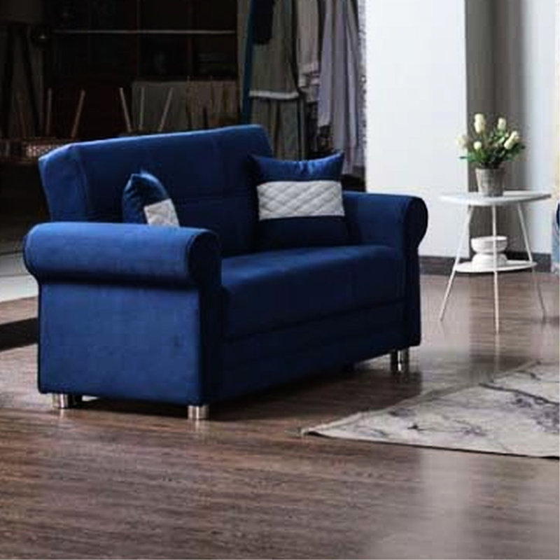 Convertible bleu avec rangement - Collection By, espace pour appartement, salon confortable en microfibre