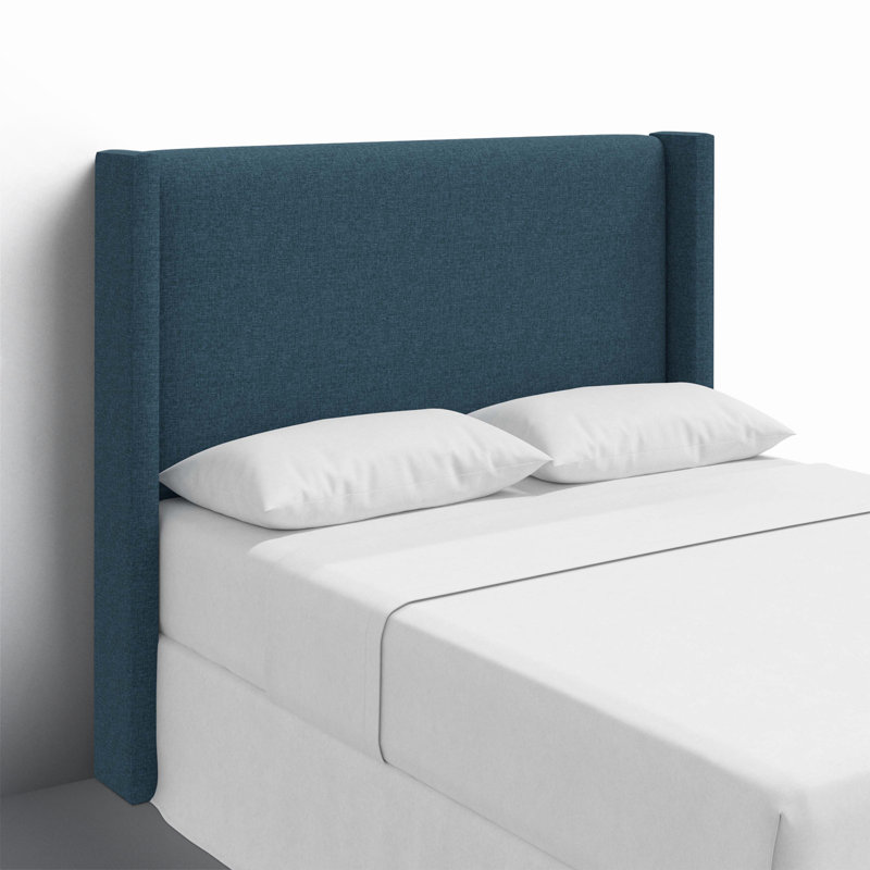 Hanson Upholstered Headboard, Queen, Zuma Navy Textured Linen