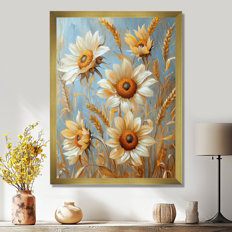 Dirrick - impressions sur toile florales, H 32 po x l 16 po, Reproduction encadrée d'une seule photo, Doré