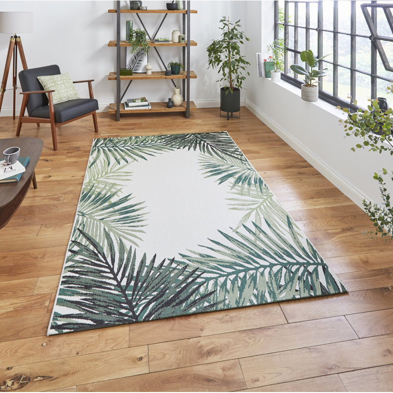 Machine Woven Light Beige/Green Rug, Rectangle 160 x 230cm