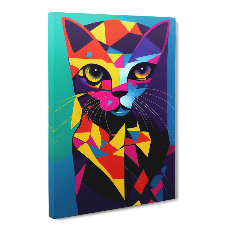 Colourful Abstract Cat Vol.3 - Wrapped Canvas, 76cm H x 50cm W x 3cm D