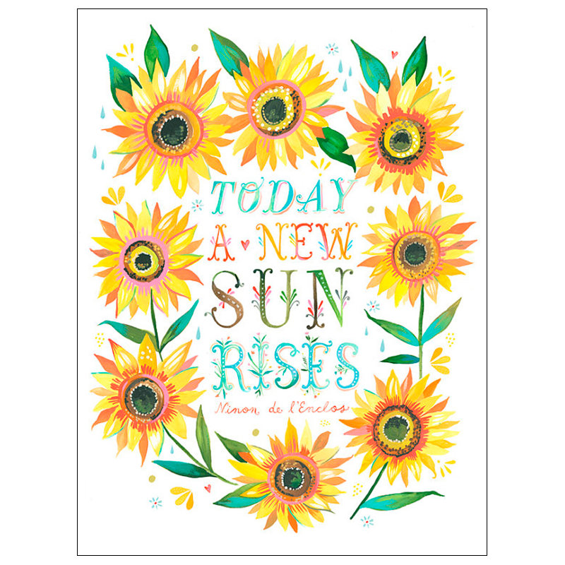 «A New Sun Rises» par Katie Daisy, reproduction d'art textuel sur toile, H 16 po x l 12 po