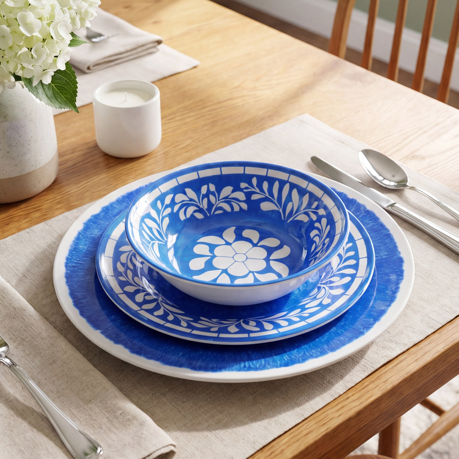 Melamine Dinnerware Set, Blue