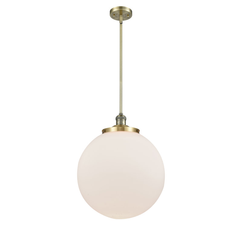 Plafonnier suspendu 1 lumière 16 po Franklin Restoration - Frederick - ampoule non incluse, Blanc mat, Laiton antique