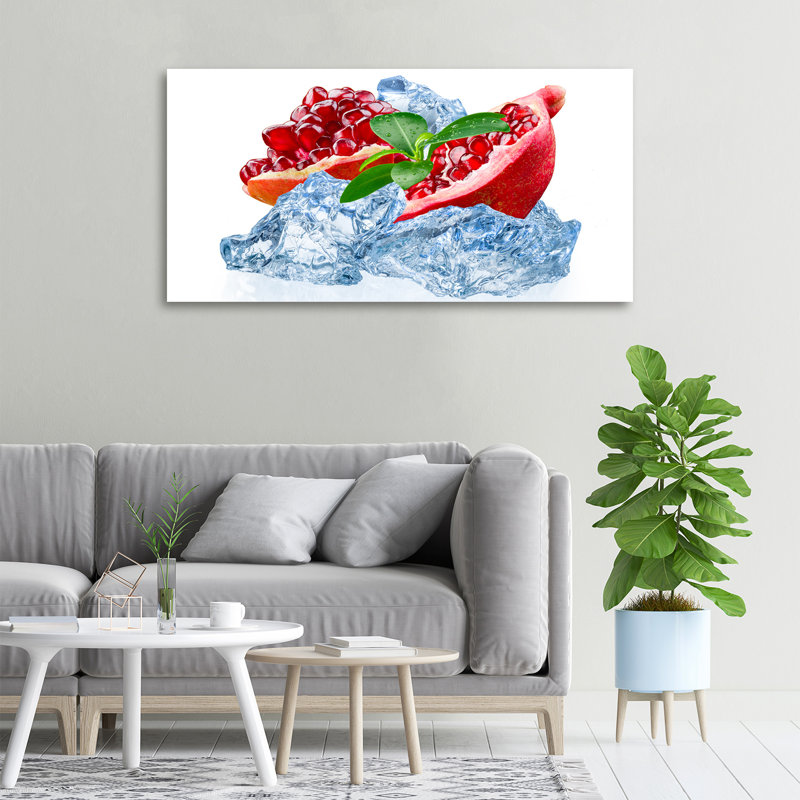 Pomegranate With Ice - Wrapped Canvas Print