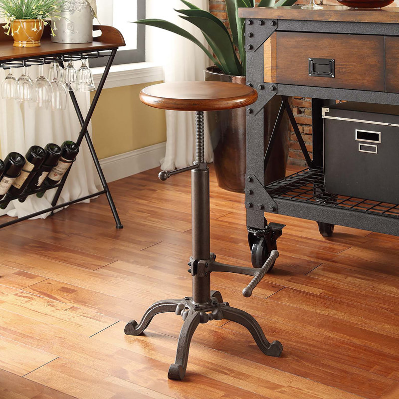 Tabouret pivotant à hauteur réglable Pitzer, Châtaigne / gris