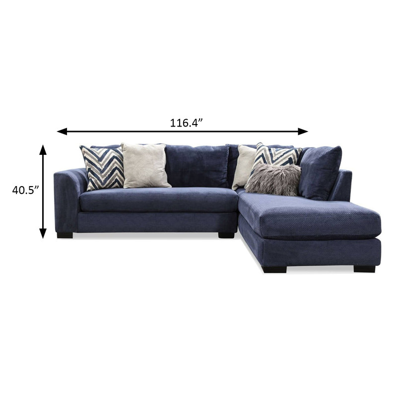 116.4" W Transitional Sectional, Navy