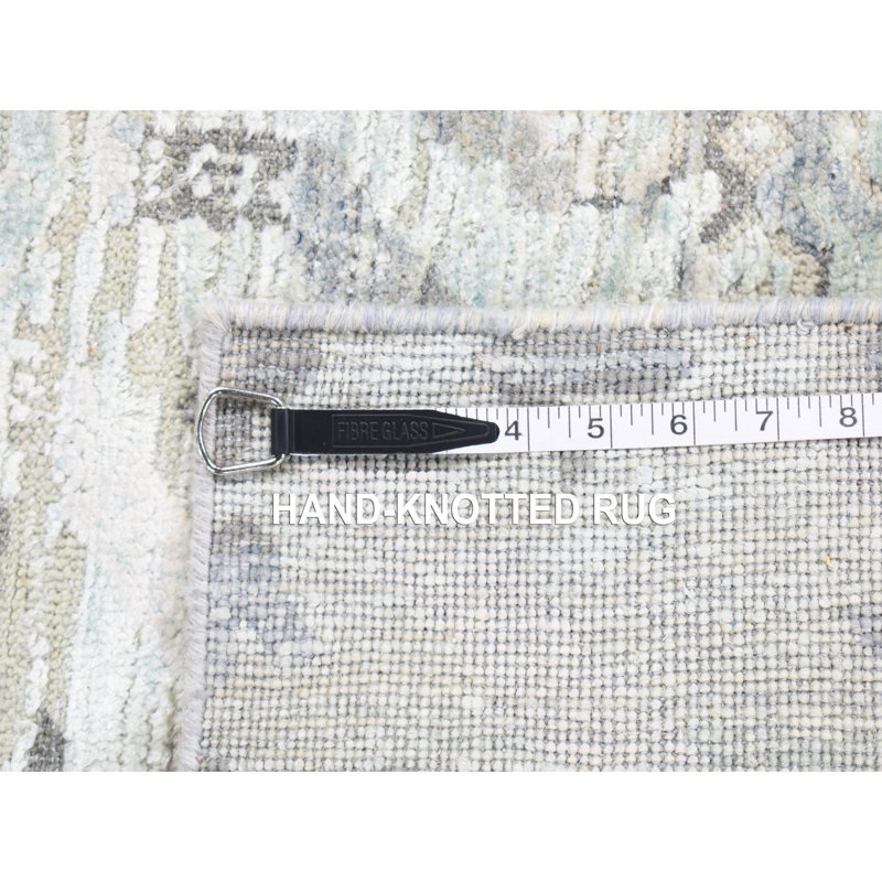 Tapis oriental gris en soie et en laine noué à la main de conception moderne 3 pi x 5 pi 2 po 8A018B281A9445B58980BA4ECC806FEA