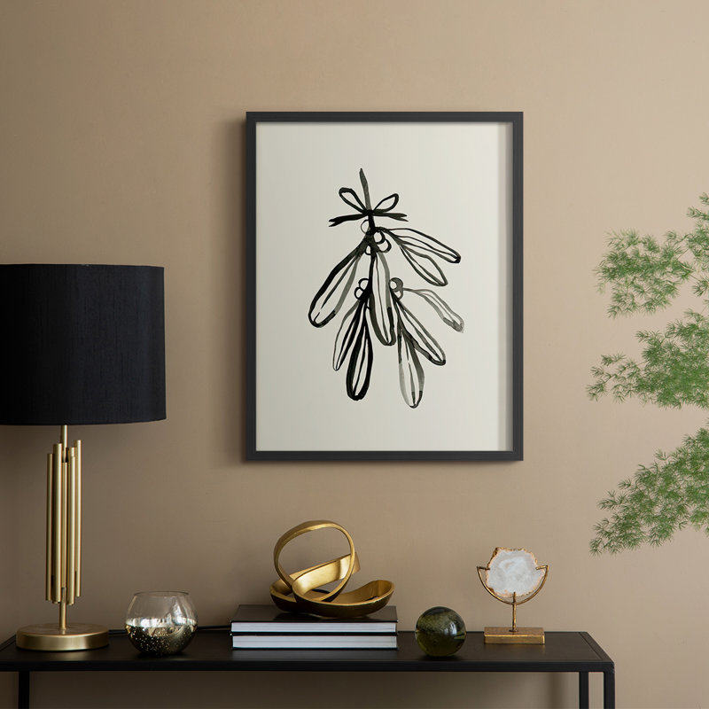 «Mistletoe Sket with Bows I», reproduction encadrée - bois massif