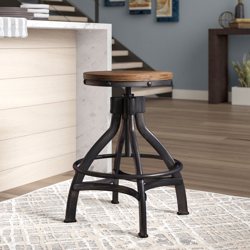 Kerome Adjustable Swivel Counter Stool, Brown