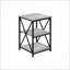 Table basse à 3 niveaux peu encombrante, plateau en stratifié gris et base en métal noir, table de bout de salon / chambre à coucher polyvalente-339737720