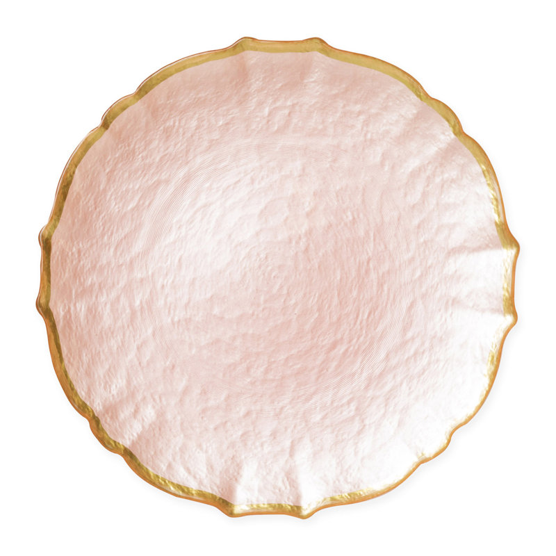 Baroque Glass Scalloped Charger, Pink