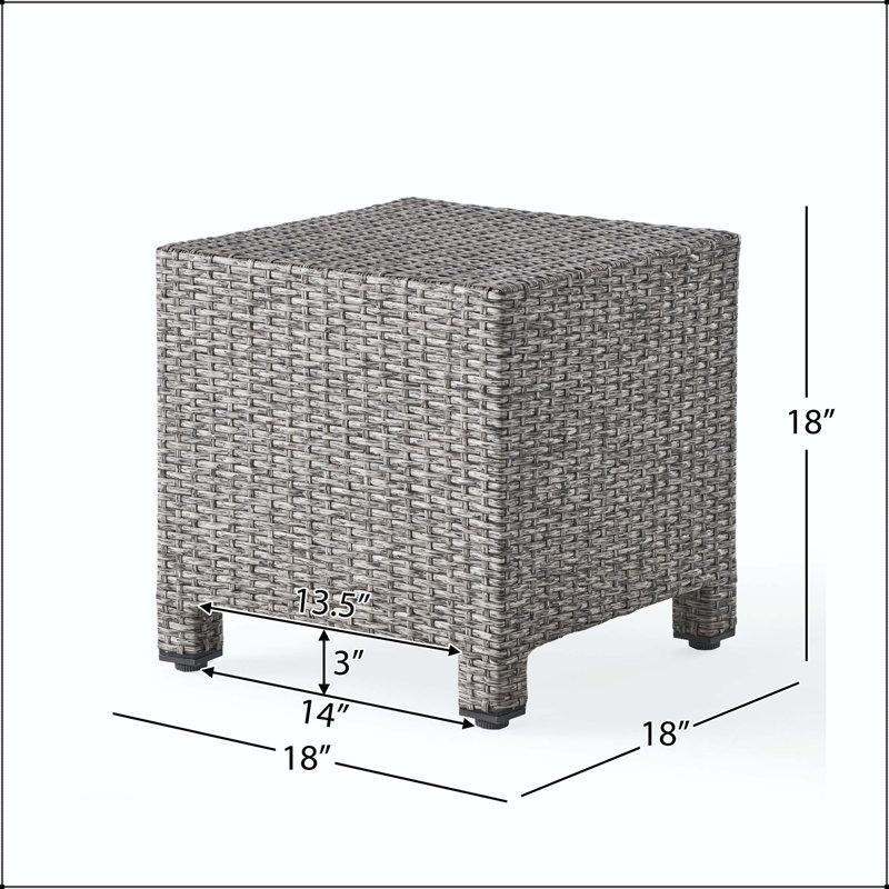 Table d'appoint cubique Puerta - Rotin en polyéthylène, sans assemblage