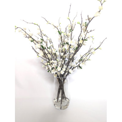 Silk Quince Cherry Blossom Arrangement in Vase