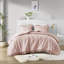 Ensembles de literie en microfibre Premium Blush, édredon matelassé à losanges avec bordure à volants pour la maison