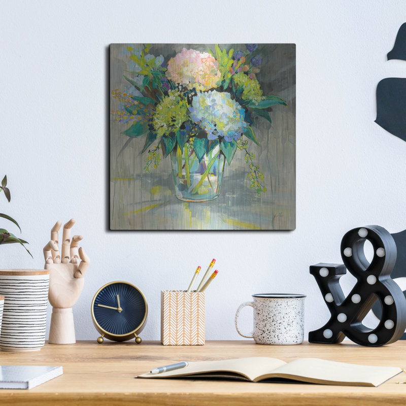 "Hortensias du jardin" par Jeanette Vertentes, H 12 po x l 12 po