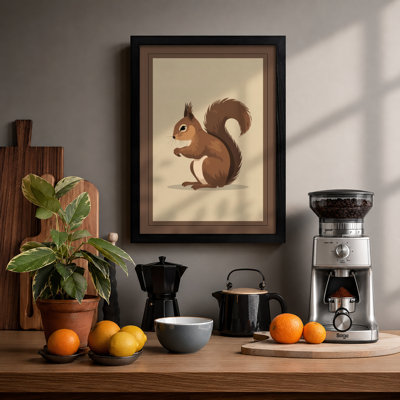 Upright Squirrel Botanical - Framed Print