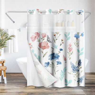  Rideau de douche 72X75 Hookless - 100% polyester
