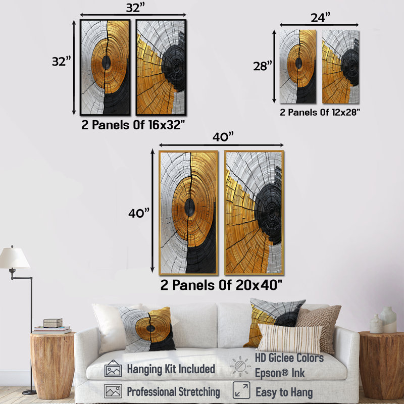 Golden Grey Wood Slide Roots Of Serenity I - Landscapes Wall Decor 2 Panels, 40" H x 41" W, White Floater Framed