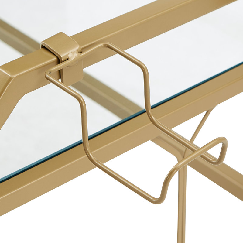 Elle Glass Top Metal Base Writing Desk