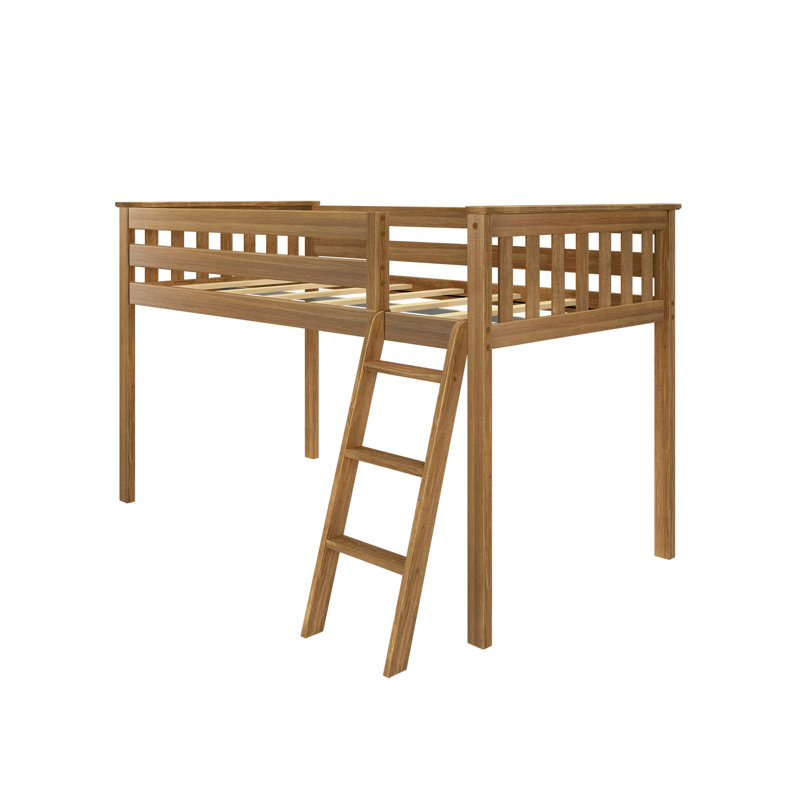 Jefferies Twin Solid Wood Low Loft Bed, Pecan