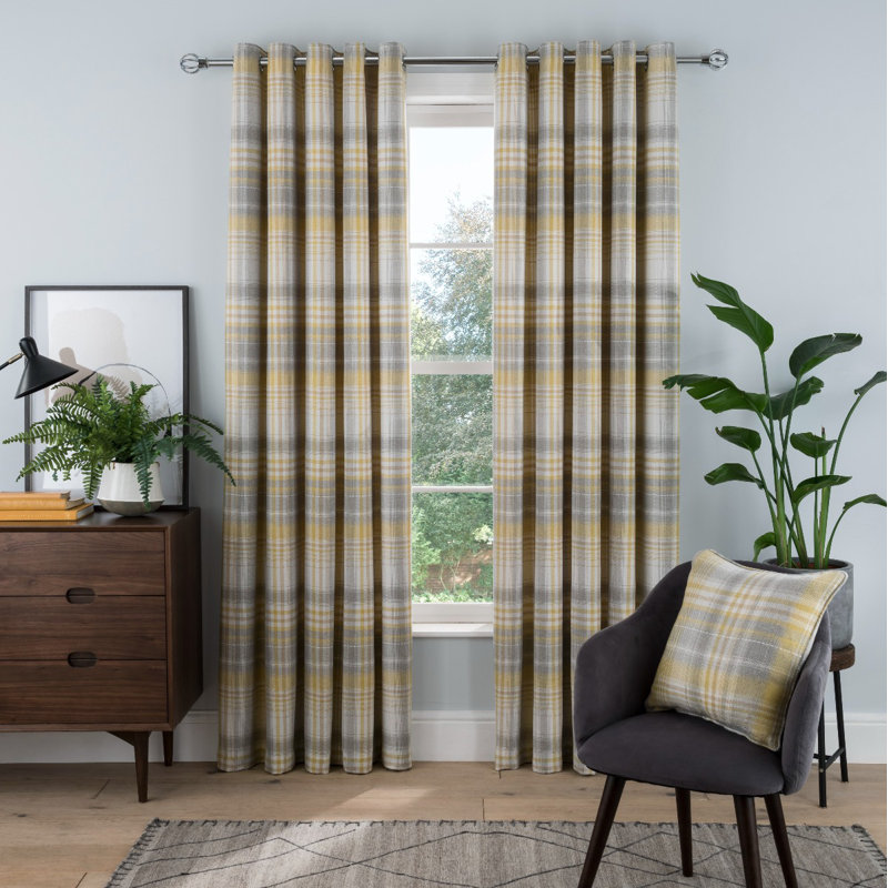 Haynie Room Darkening Curtain Pair, Width 168 x Drop 137cm, Ochre