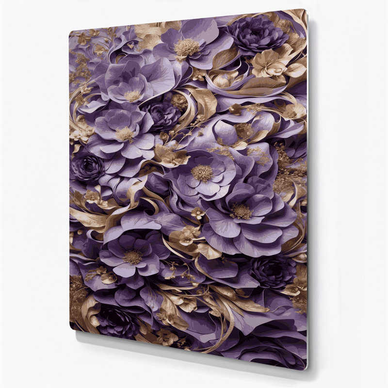 Abstract Florals 47 Brown Metal Wall Art, 16" H x 20" W