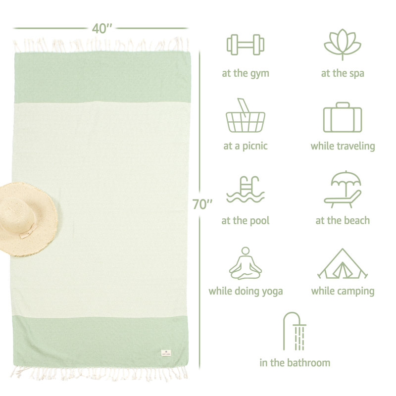  40 serviettes de plage turques Peshtemal, Vert