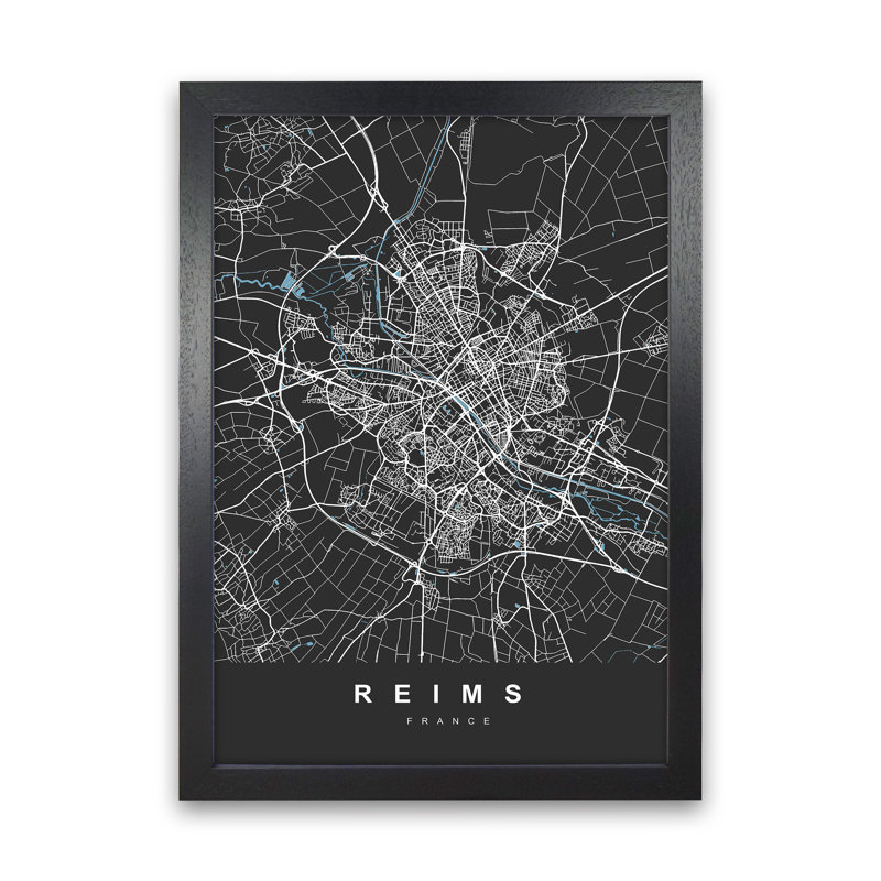 Reims - Print, 88cm H x 64cm W x 3cm D, Black Paper
