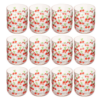 Verres à boire en acrylique avec motifs cerise