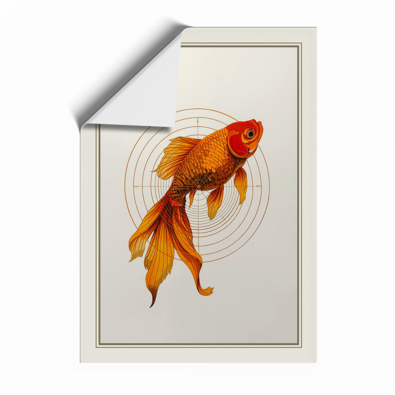 Goldfish in Ripples Japandi - Framed Print, Unframed, A3 - 42.0 x 29.7 cm