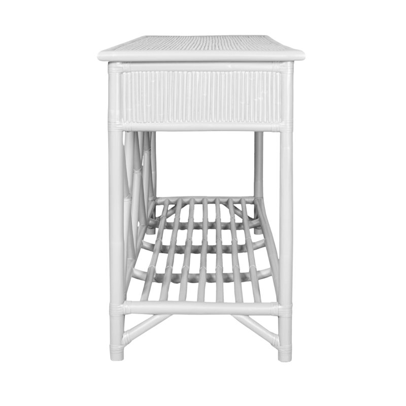 54'' Wide 3 Drawer Rattan Wood Sideboard, White