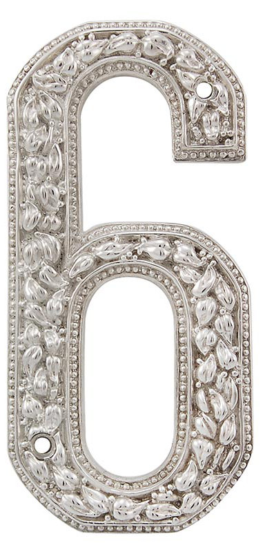 5 po. Numéro de maison San Michele, Argent poli, 6