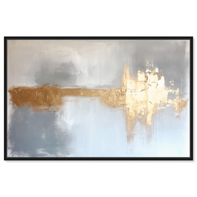 Art abstrait, toile abstraite minimaliste Serenity en or I