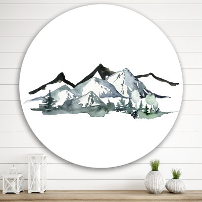 " Minimalistic Winter Mountains And Fir Forest I " Painting Print