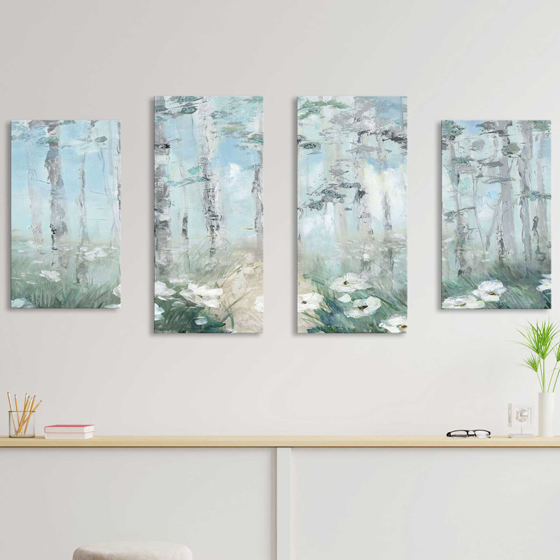 «Magical Birch Grove» par Sally Swatland, reproduction sur toile flottante 3 pièces, L 72 po x H 38 po