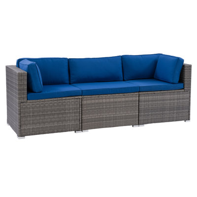 Newburyport 82.75" Wide Outdoor Wicker Patio Sofa with Cushions