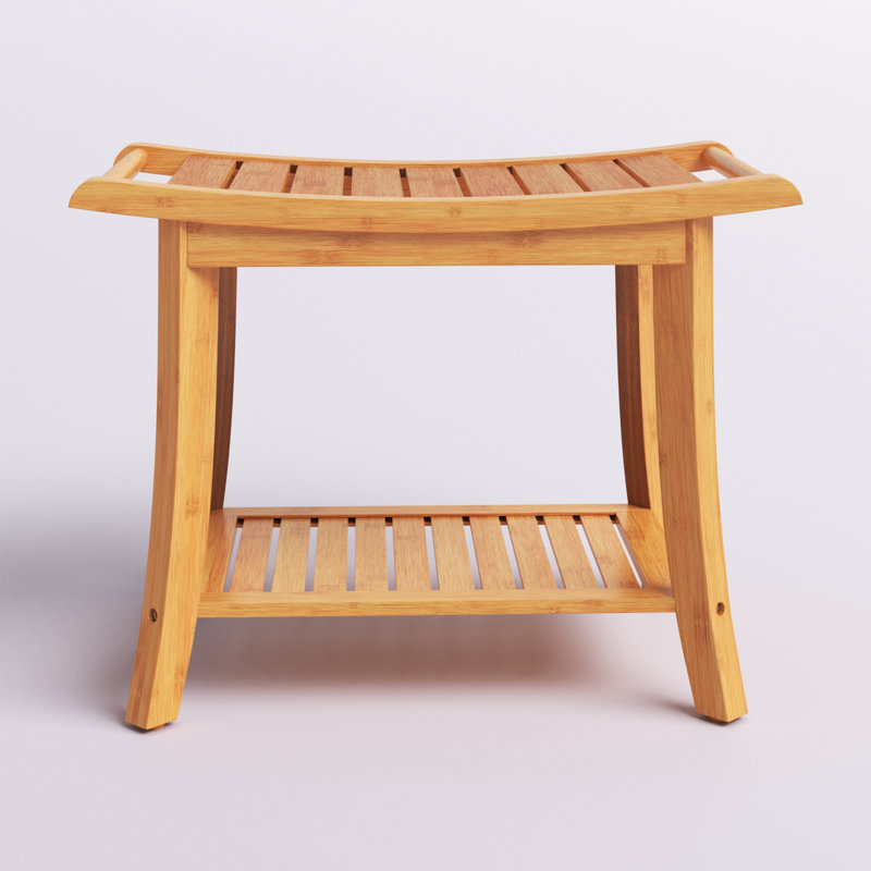 Mitch 23.75" W Bamboo Spa Style Bench, Natural