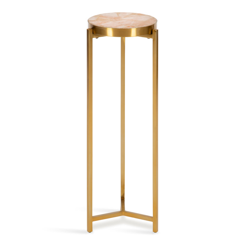 Eveland Round Metal Drink Table, Gold, Gold