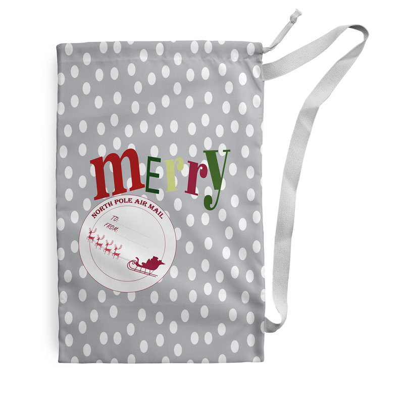 Sac de père Noël «Merry Dot», Gris, H 29 po x l 18 po