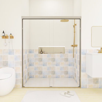 56-60 In. W X 72 In. H Double Sliding Framed Shower Door In Brushed Nickel Finish