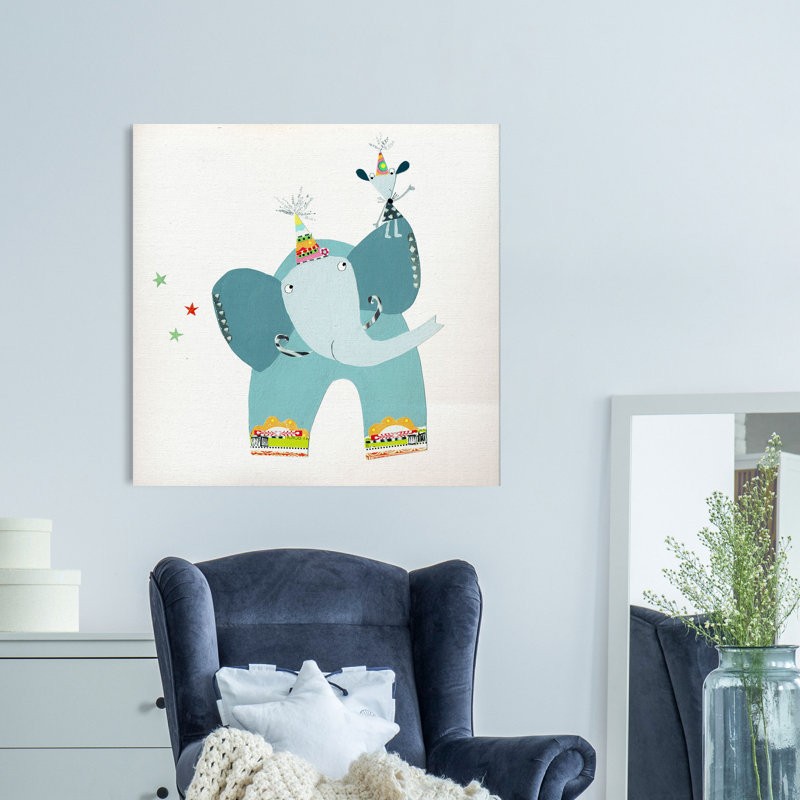 «Circus Elephant» - Art sur toile, H 16 po x l 16 po x P 1,5 po