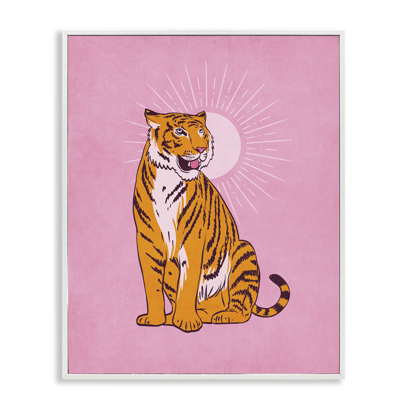 «Preppy Tiger» sur fond blanc, estampe numérique par Nataly White, H 30 po x l 24 po