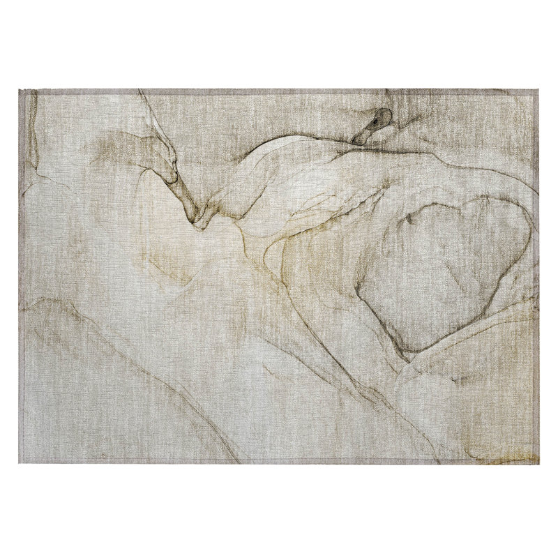 Tapis intérieur antidérapant beige et gris 2 pi x 3 pi