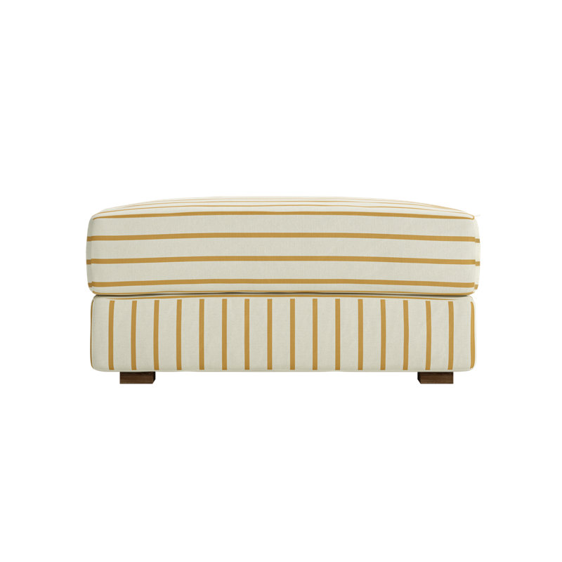 All-Natural Elevate Ottoman, Yellow Clay Striped Hemp Blend