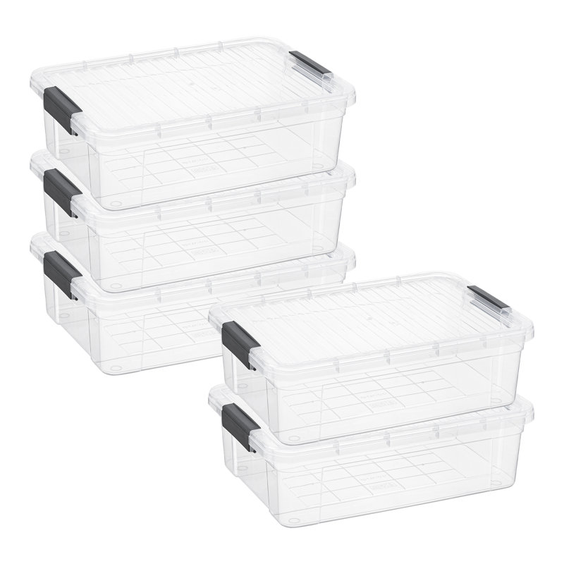 Superio 22.7 Qt. Clear Storage Bins with Lids, 5 Pack- Plastic Storage Boxes for Home, 22.7 qt