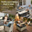 Ensemble de meubles de patio en osier d'extérieur en polyéthylène 11 pièces avec table d'extérieur 54 "au propane et éclairage à énergie solaire Sorella-355618138