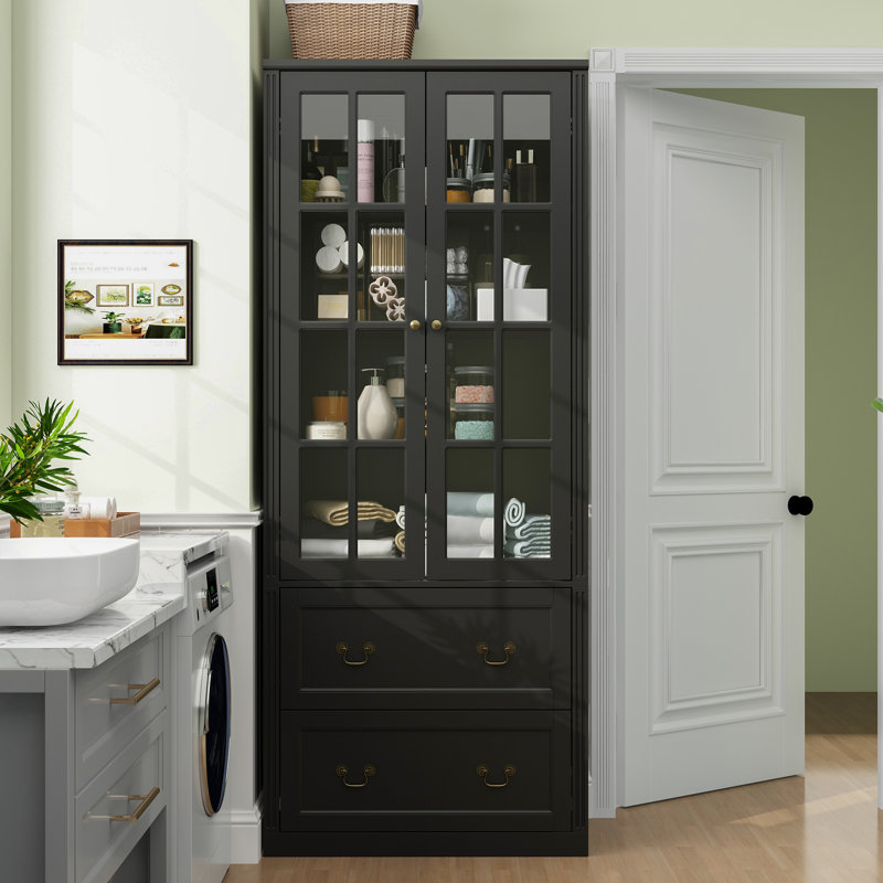 Novka Linen Cabinet, Black