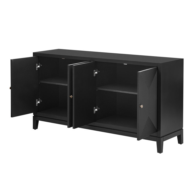 Buffet With Construction And Spacious Shelving Storage Interior