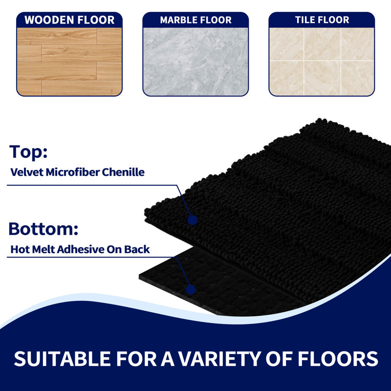 Lasse Non-Slip Bath Rug, Black